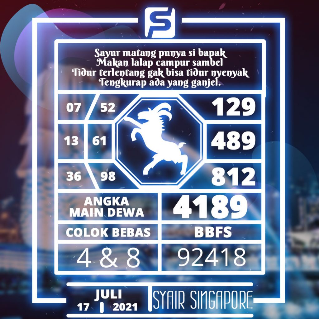 Angka Main Syair Togel Singapura Sabtu