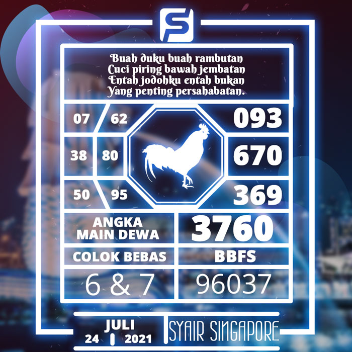 Nomor jitu Syair Togel Singapura Sabtu