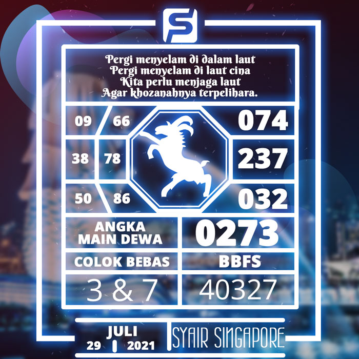 Syair Angka Togel Singapura Hari Ini