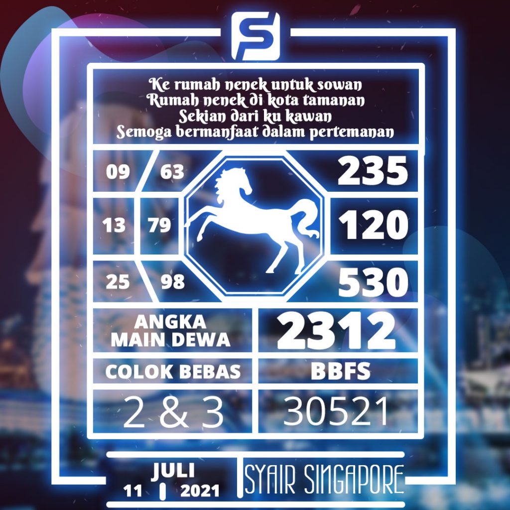 Prediksi Syair Togel Singapura 11-07-2021