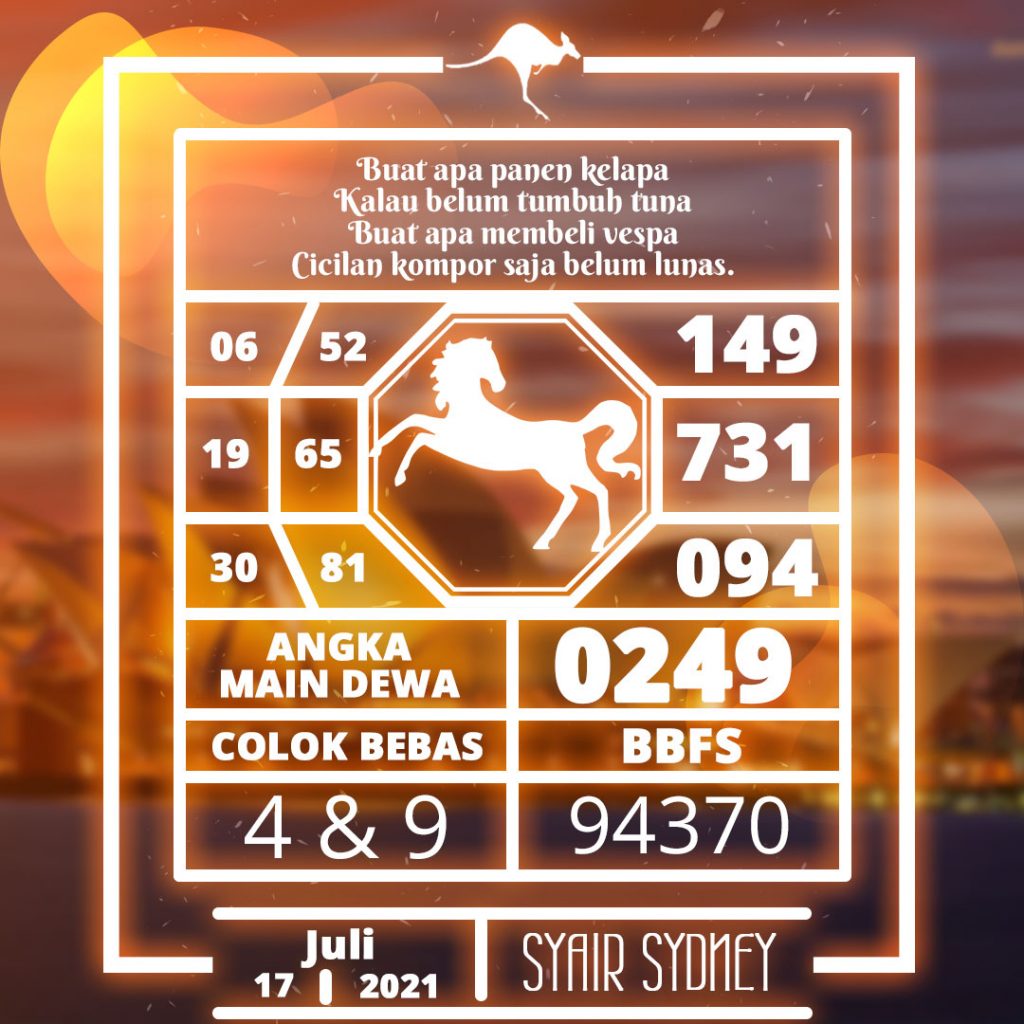 Angka Main Syair Togel Sydney Sabtu