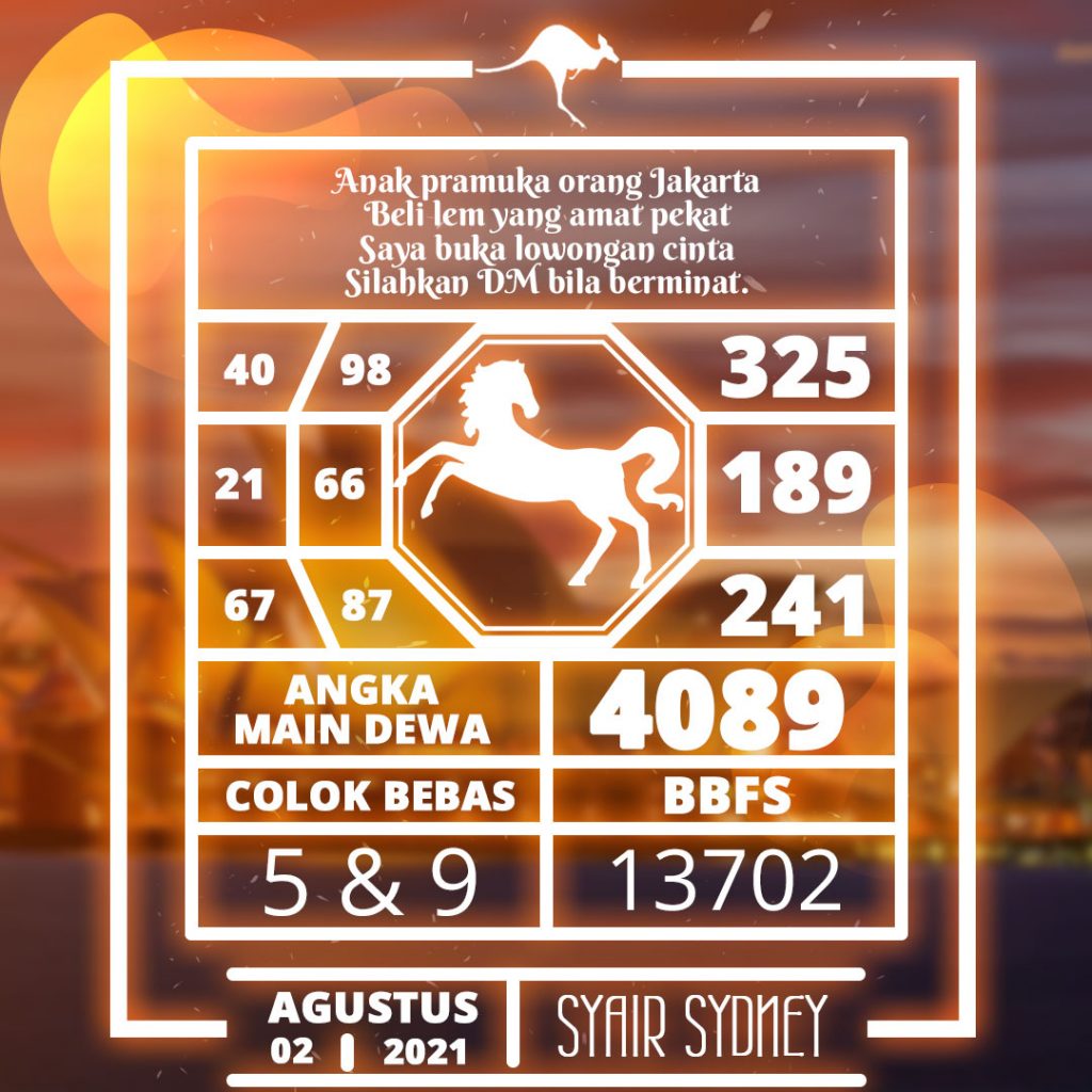 Prediksi Syair Togel Sydney Terjitu Hari Ini 
