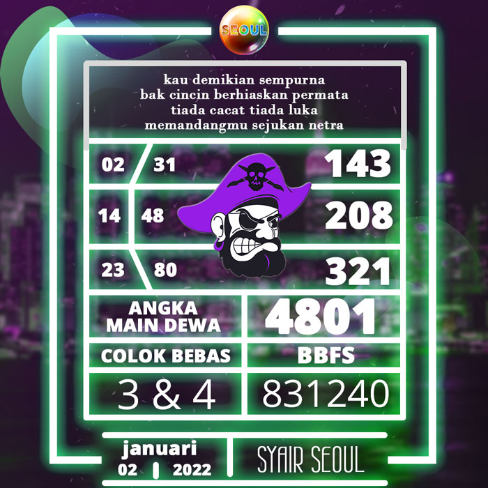 CODE SYAIR SEOUL 2D HARI INI