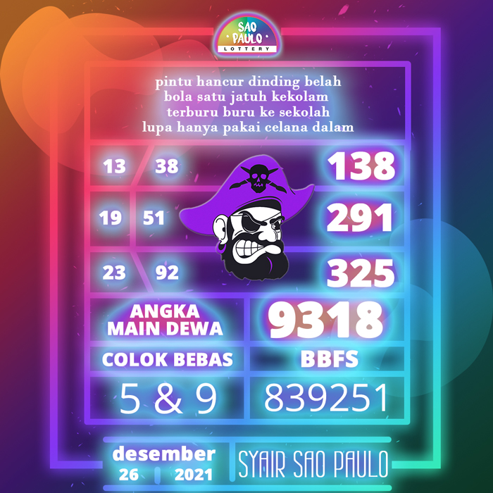 PREDIKSI SYAIR SAO PAULO JITU 4D