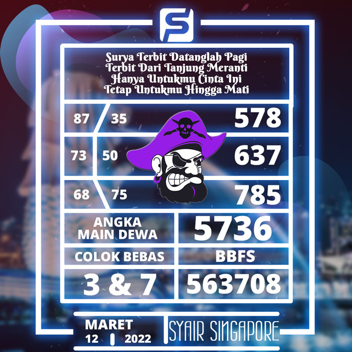 PREDIKSI RAMALAN SYAIR TOGEL SINGPAORE HARI SABTU