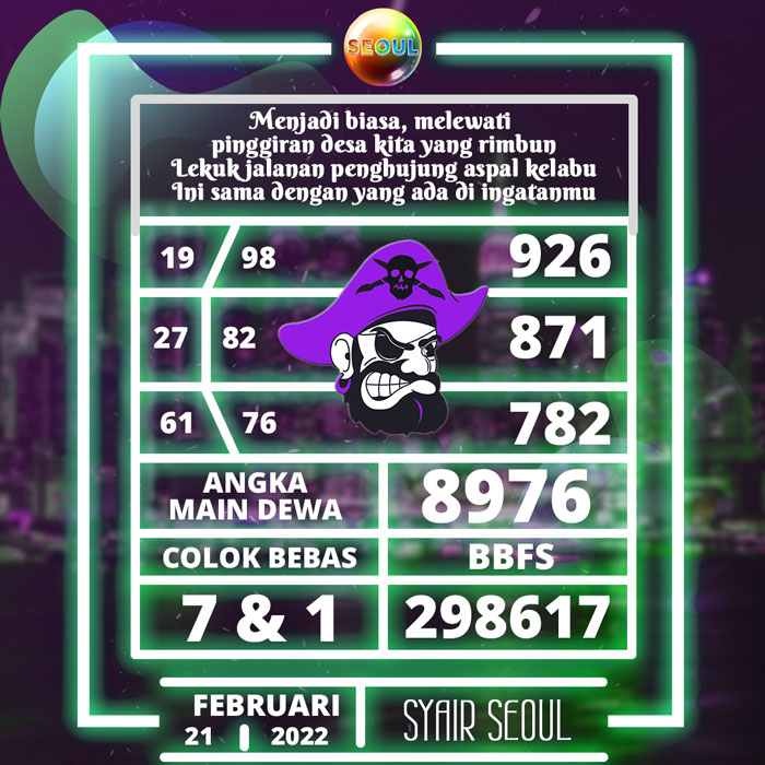 Prediksi Ramalan SYAIR TOGEL Seoul hari Senin