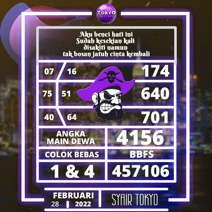 Prediksi 3G SYAIR TOGEL Tokyo hari Senin