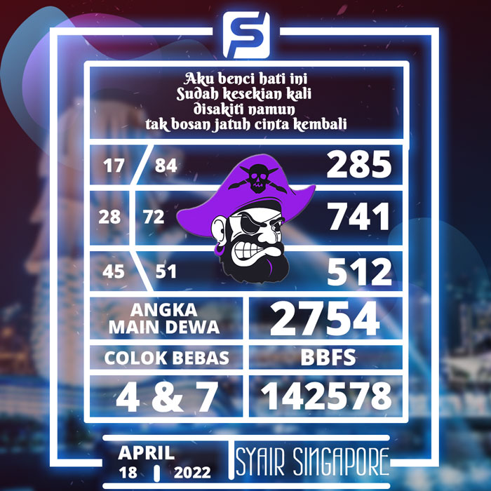 PREDIKSI TERLENGKAP SYAIR TOGEL SINGAPORE HARI SENIN