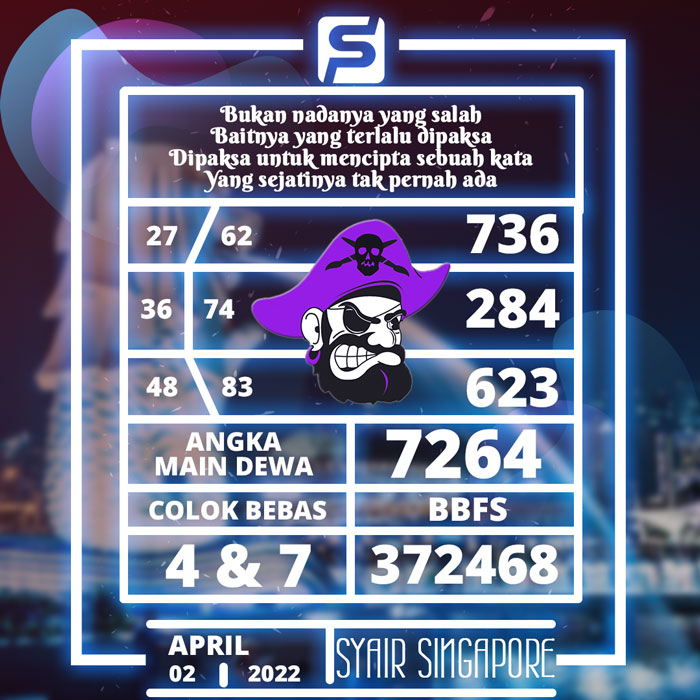 PREDIKSI TERPERCAYA SYAIR TOGEL SINGAPORE HARI SABTU