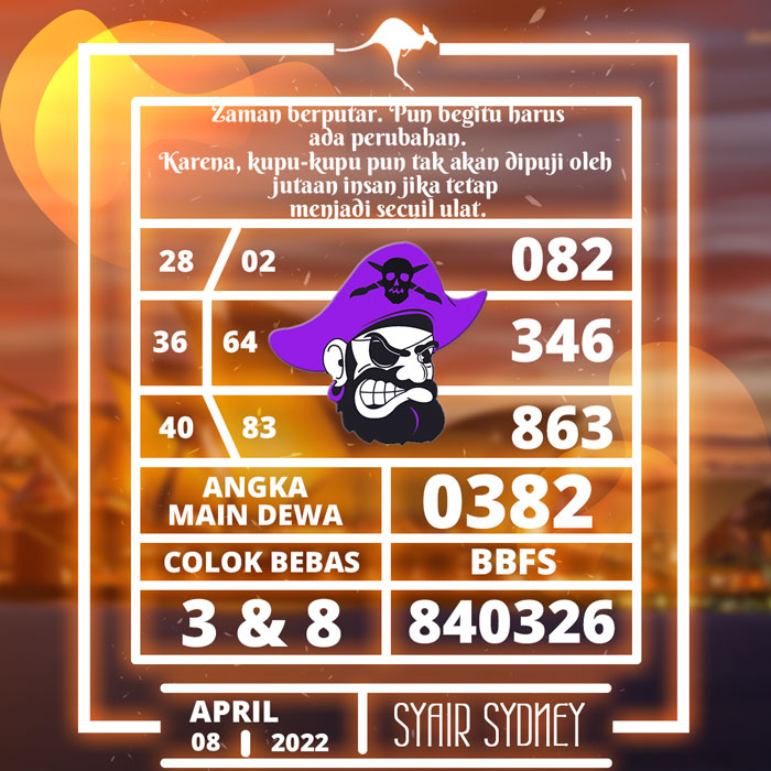PREDIKSI TERLENGKAP SYAIR TOGEL SYDNEY HARI JUMAT