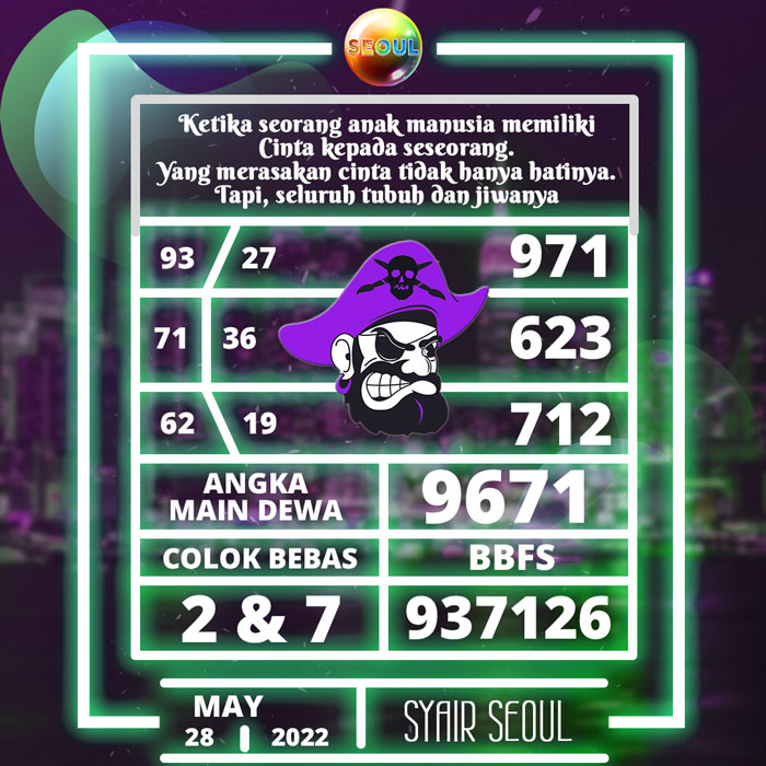 Prediksi bocoran SYAIR TOGEL Seoul hari Sabtu