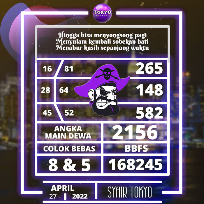 Prediksi bocoran SYAIR TOGEL Tokyo hari Rabu